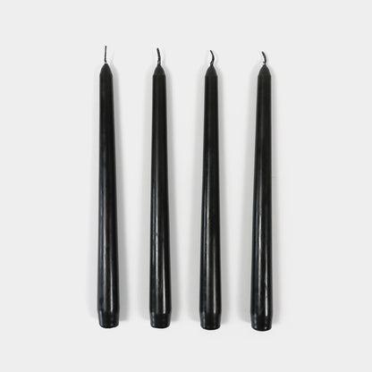 54 Celsius - Taper Candles (4 Pack) - 10" Tall, 8 Hr Burn, Black - PMA Store at the Portland Museum of Art, Maine