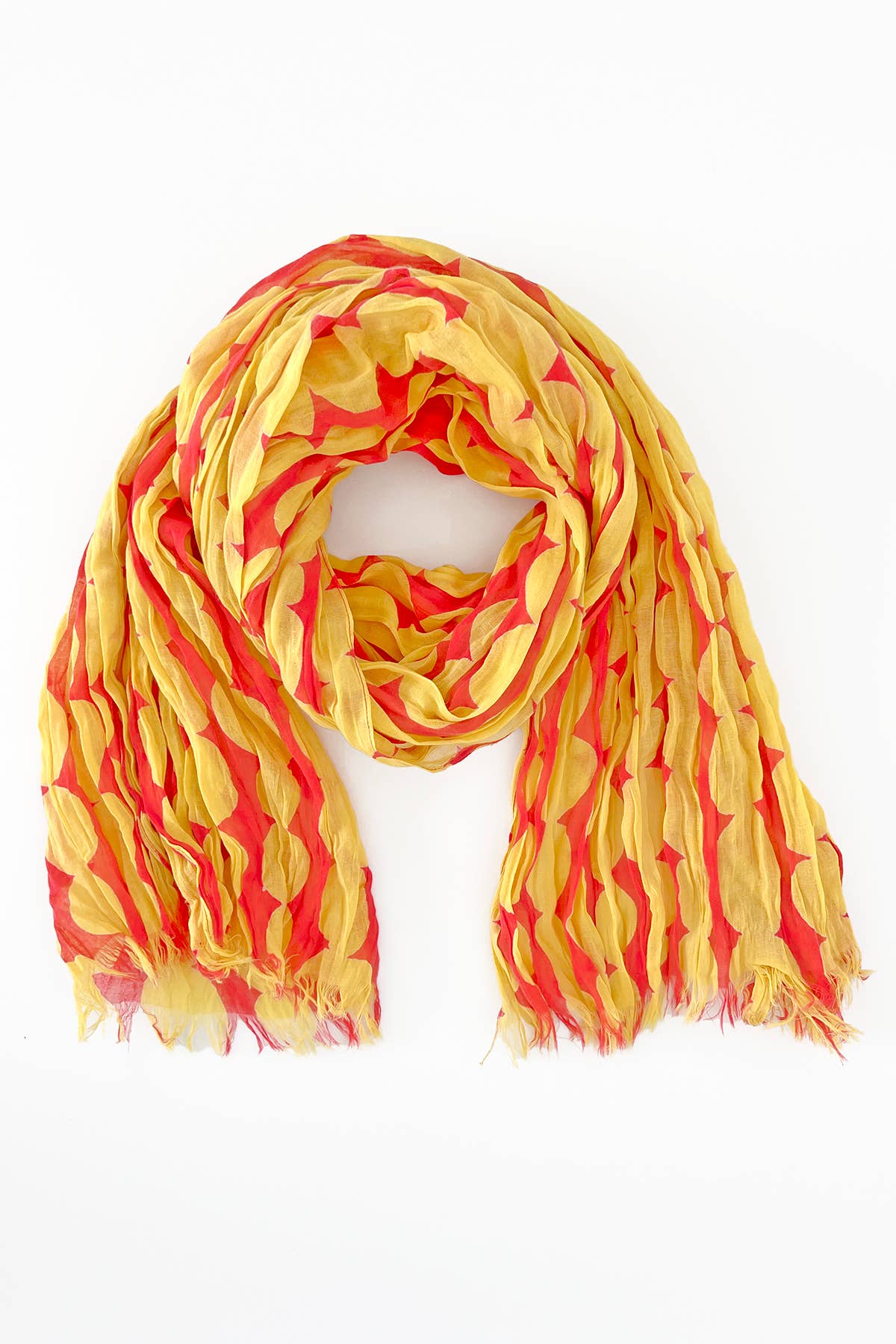 Cotton Scarf: Small Totem Red/Yellow - PMA Store at the Portland Museum of Art, Maine