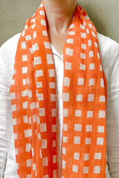 Wool Scarf: Blocks Orange - PMA Store at the Portland Museum of Art, Maine