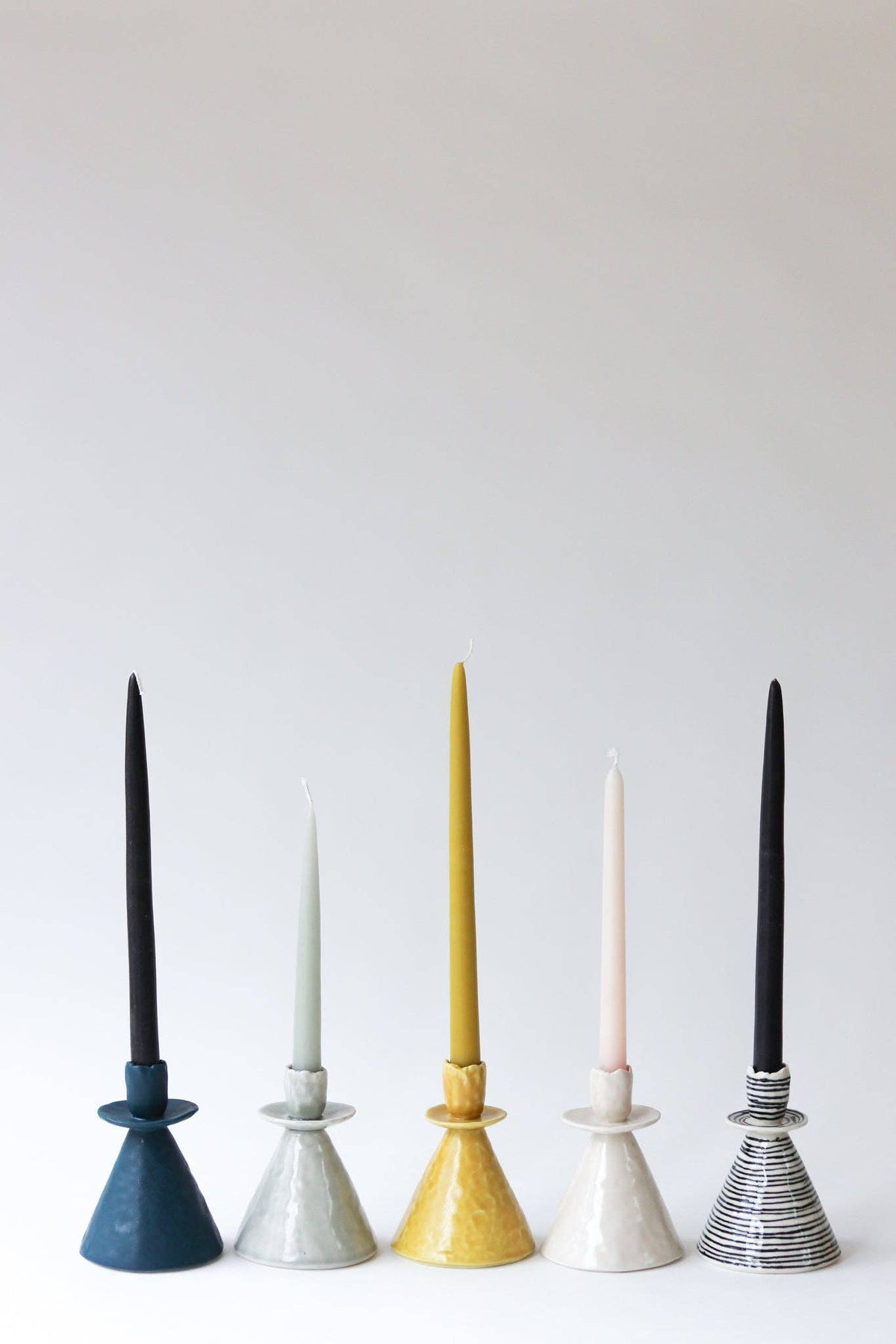Elizabeth Benotti Ceramics - Everyday Pinched Candlestick Holder: Seafoam / Short - PMA Store at the Portland Museum of Art, Maine