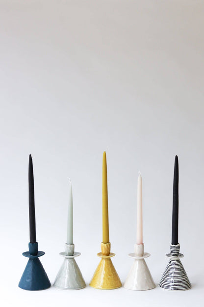 Elizabeth Benotti Ceramics - Everyday Pinched Candlestick Holder: Summer Sweet / Tall - PMA Store at the Portland Museum of Art, Maine