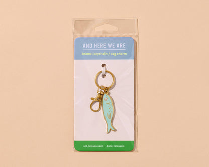 And Here We Are - Enamel Keychain & Bag Charm—Sardine (Tin Fish, Foodie Gift) - PMA Store at the Portland Museum of Art, Maine