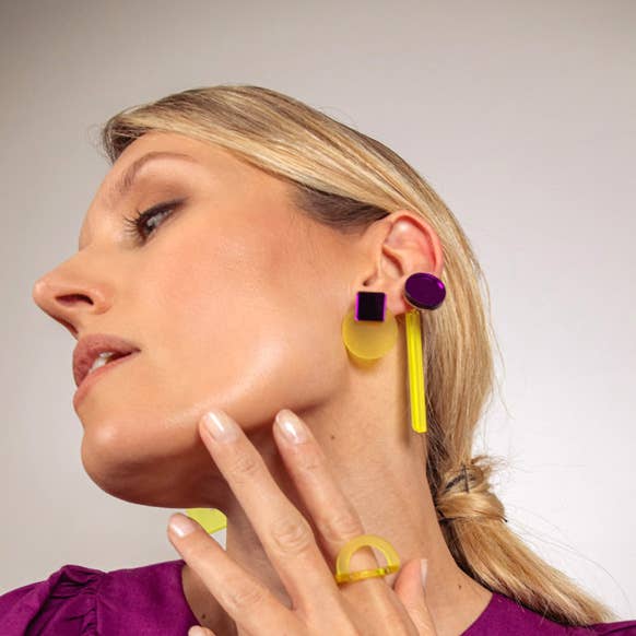 Pamela Coromoto - Glare Mini Earrings: Sky and Anthracite Mirror