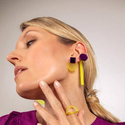 Pamela Coromoto - Glare Mini Earrings: Sky and Anthracite Mirror