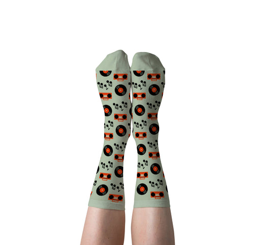 Music - Small Crew Socks - Vintage Vinyl Records Lover - PMA Store at the Portland Museum of Art, Maine