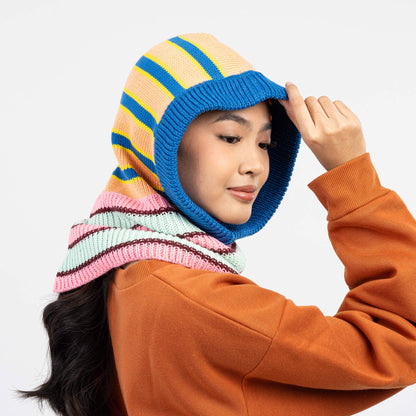 Zipper Stripe Hood: Peach Cobalt - PMA Store at the Portland Museum of Art, Maine