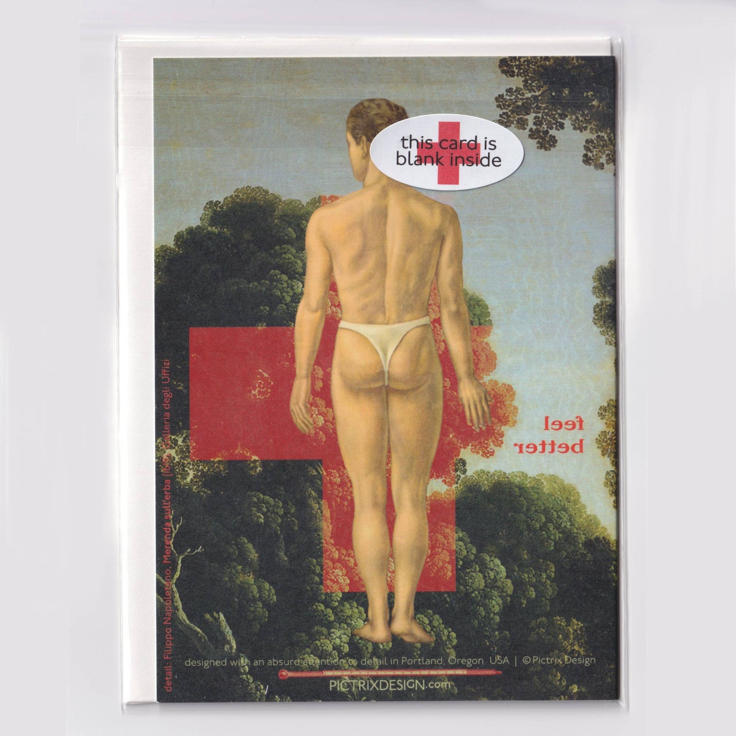 Pictrix Design - "Feel better (man)" A6 get well card 👉with STICKERS👈: Recycled white envelopes - PMA Store at the Portland Museum of Art, Maine