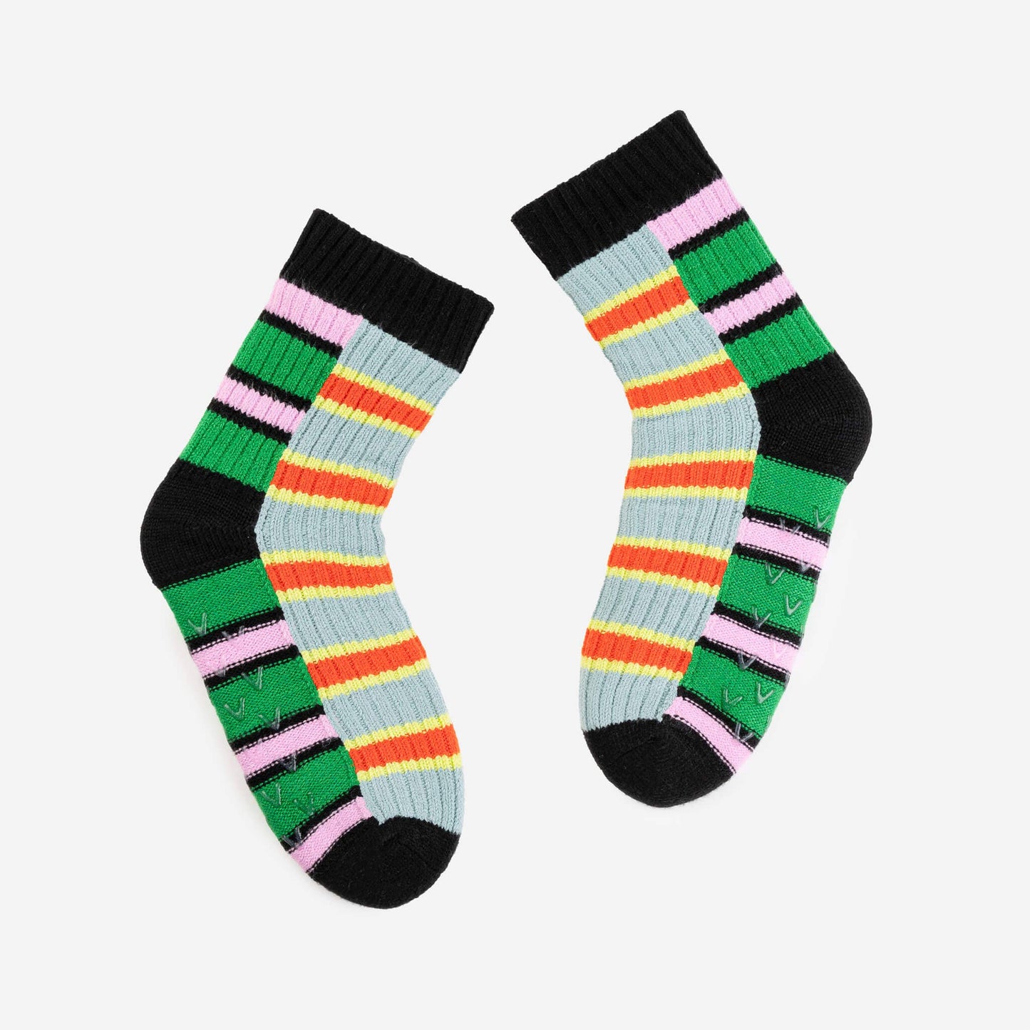 VERLOOP | knits - Zipper Stripe House Socks: Poppy Stone Blue / L/XL - W 9.5-12.5<br>M 8-11 - PMA Store at the Portland Museum of Art, Maine