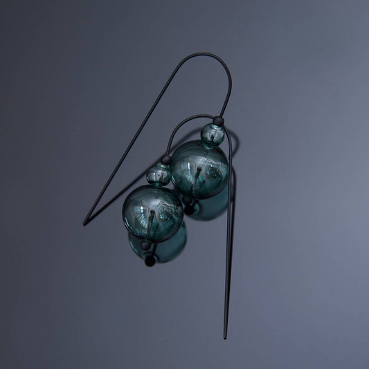 Pursuits - Mini Scoop Earrings: Glass Aqua