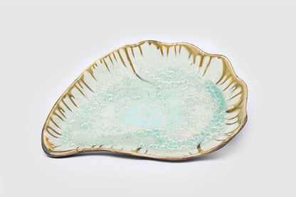 Alison Evans Ceramics - Large Oyster Plate: Mint& Charcoal