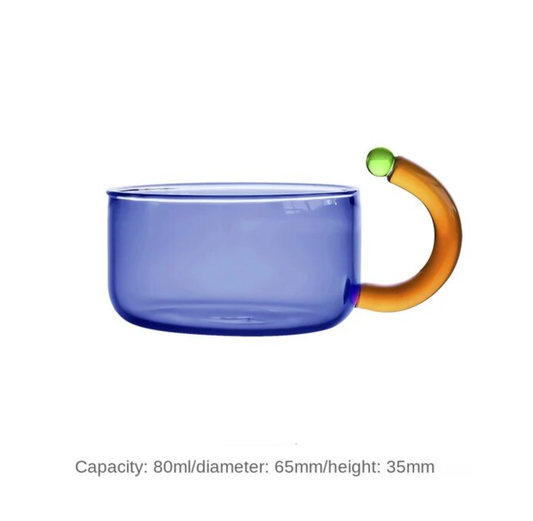 Contrasting Color Heat Resistant Glass Teapot and Cups: Blue Cup - PMA Store at the Portland Museum of Art, Maine