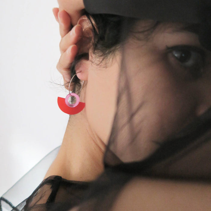 NEW Blok Earrings - Color: Purple and Red