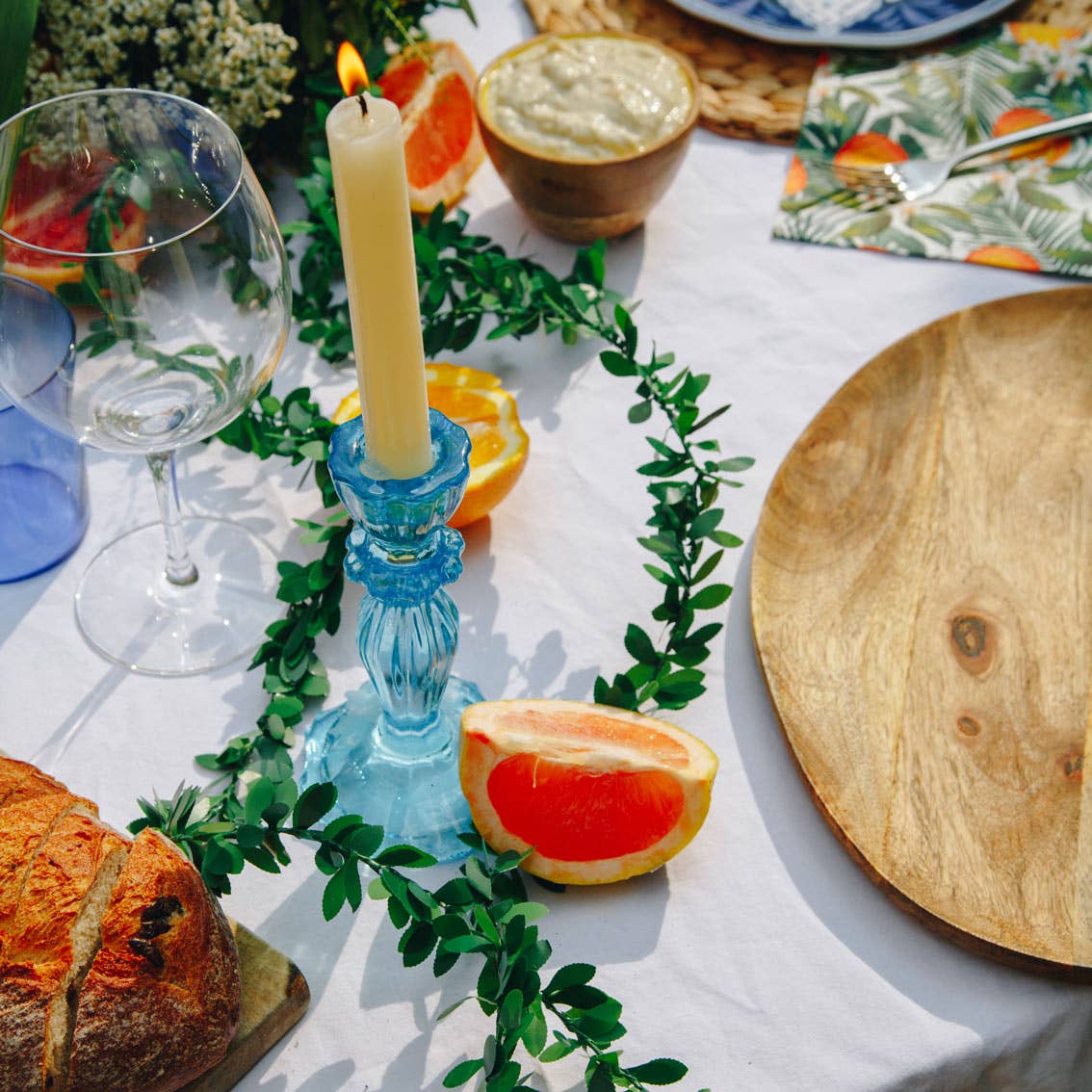 Talking Tables USA - Home, Birthday, Games & Seasonal Decor - Blue Glass Candle Holder | 4th of July Gifts |
