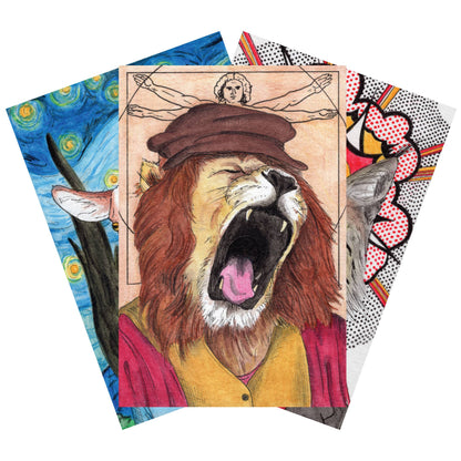 Ah Ha Brands - Zooseum Punny Animal Artist Postcard 12-Pack