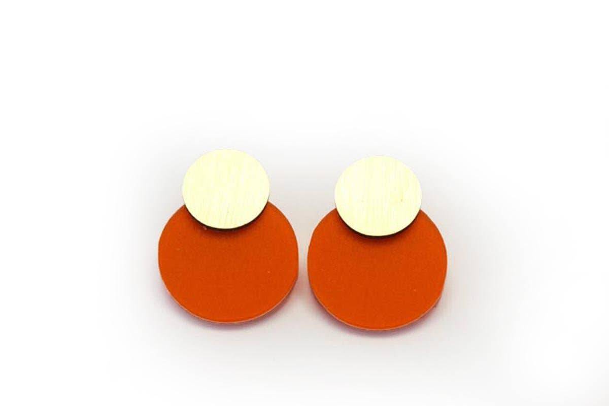 dconstruct - Ecoresin Earrings - Disc Stud: Chartreuse / Gold - PMA Store at the Portland Museum of Art, Maine