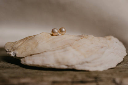 Sea Salt & Silver - Blush Pearl Stud Earrings: Medium - PMA Store at the Portland Museum of Art, Maine