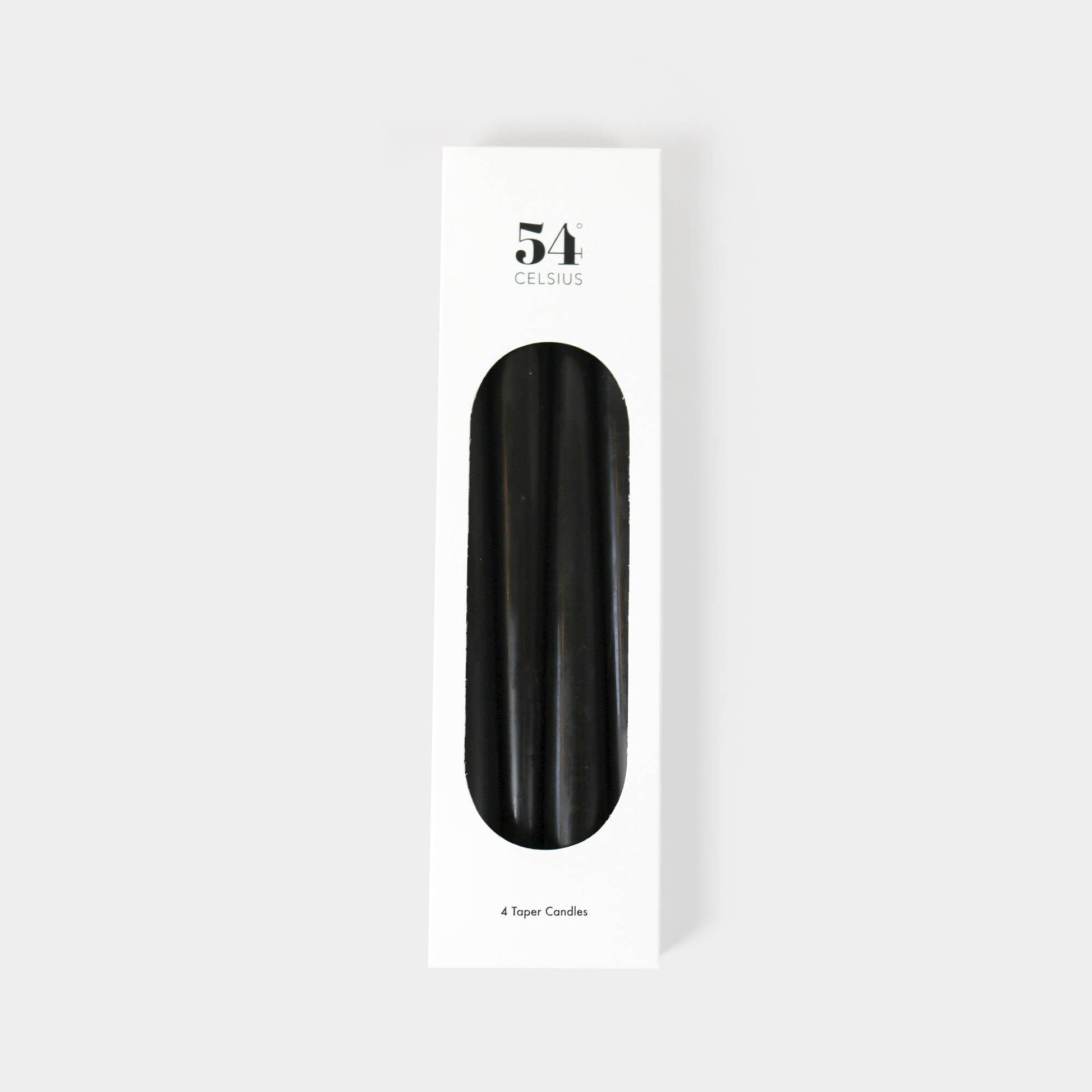 54 Celsius - Taper Candles (4 Pack) - 10" Tall, 8 Hr Burn, Black - PMA Store at the Portland Museum of Art, Maine