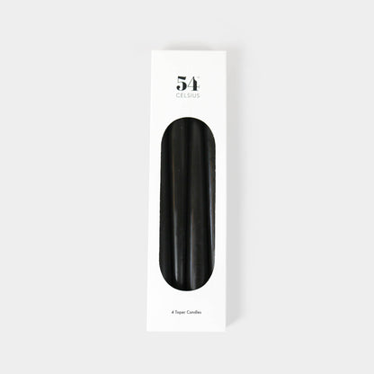 54 Celsius - Taper Candles (4 Pack) - 10" Tall, 8 Hr Burn, Black - PMA Store at the Portland Museum of Art, Maine