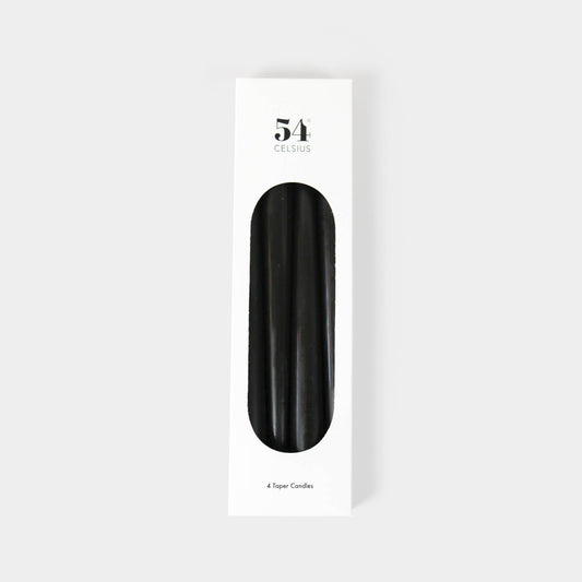 54 Celsius - Taper Candles (4 Pack) - 10" Tall, 8 Hr Burn, Black - PMA Store at the Portland Museum of Art, Maine