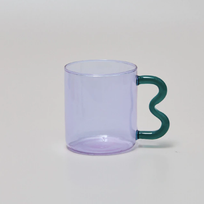 IVORE.GROUP (We cover All Import duty) - Colorful Ear Glass Mug: Amber with Pink Handle - PMA Store at the Portland Museum of Art, Maine
