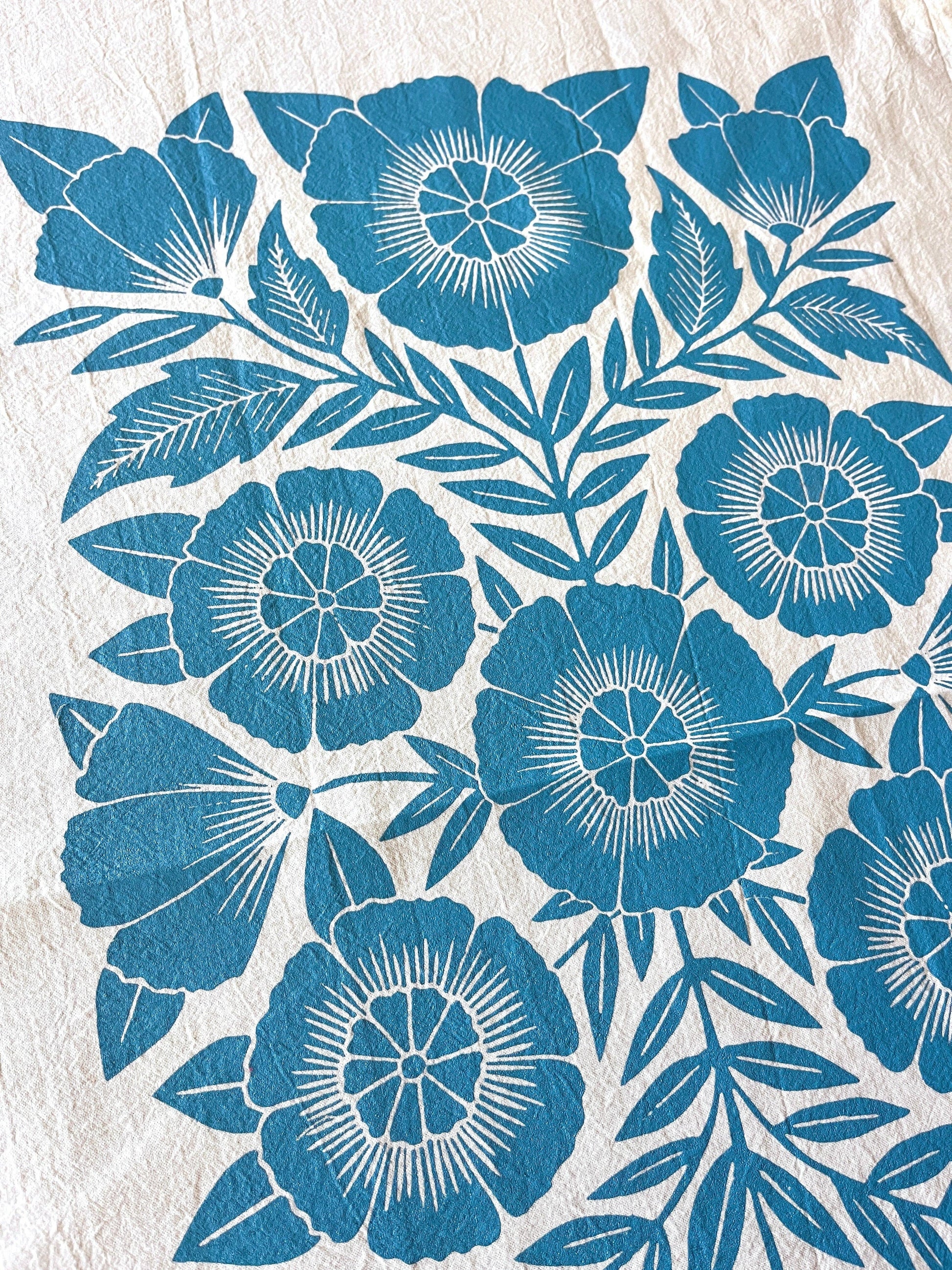 Katharine Watson - Blue Floral Tea Towel - PMA Store at the Portland Museum of Art, Maine