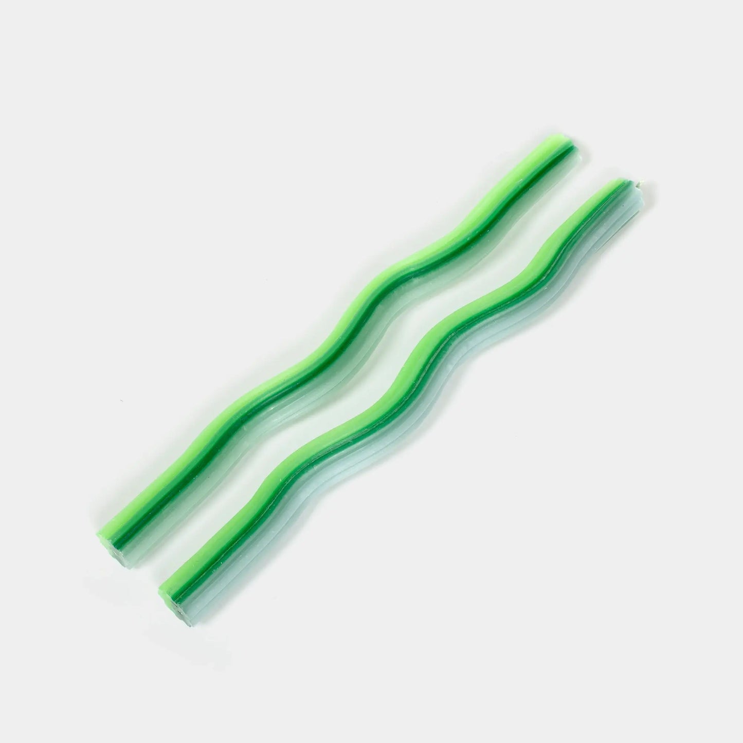Wiggle Candles - Triple Green (2 Pack) - 11" Vibrant Tapers - PMA Store at the Portland Museum of Art, Maine