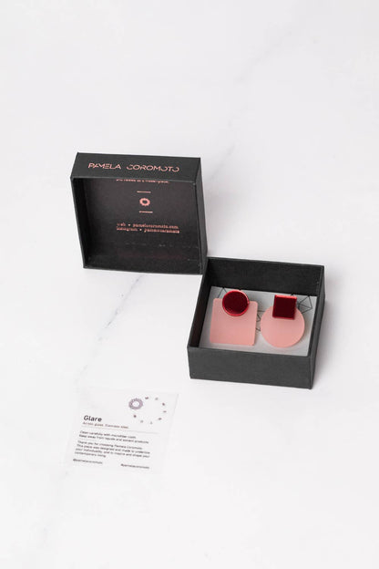 Pamela Coromoto - Glare Mini Earrings: Jade and Purple Mirror