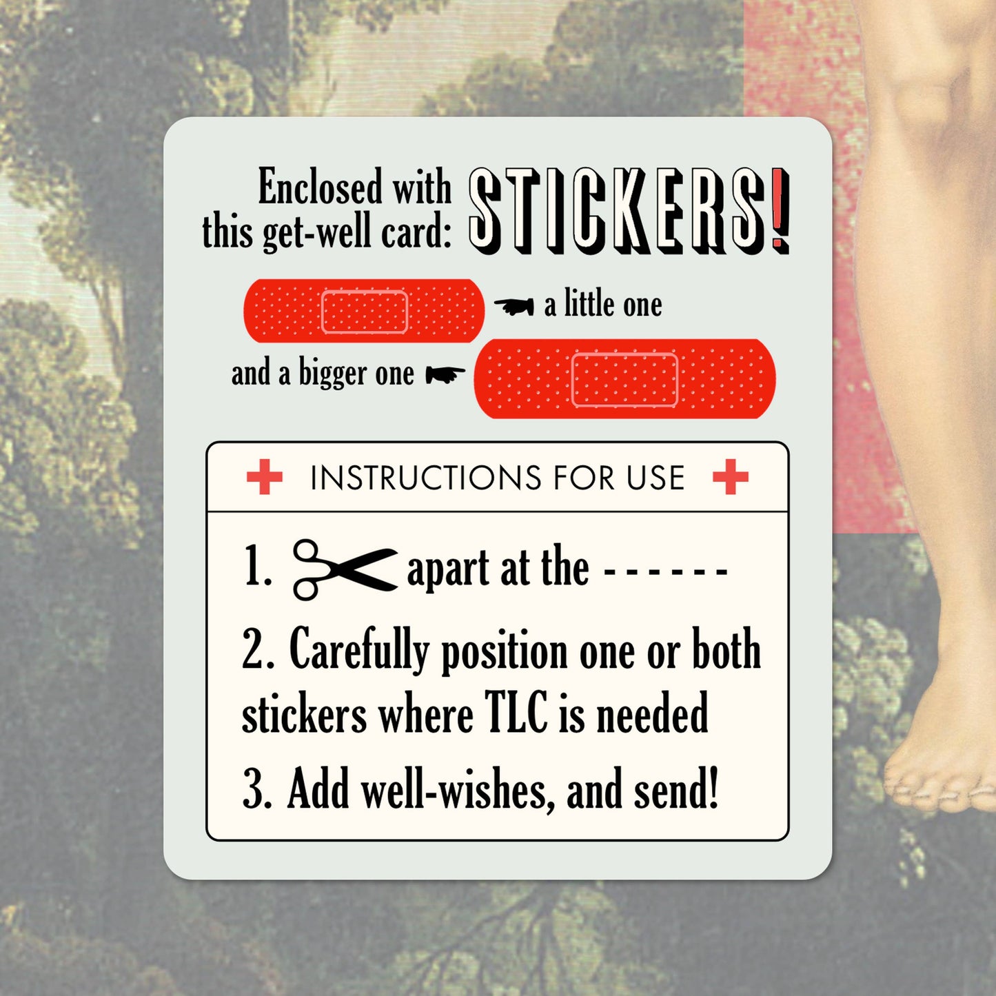 Pictrix Design - "Feel better (man)" A6 get well card 👉with STICKERS👈: Recycled white envelopes - PMA Store at the Portland Museum of Art, Maine