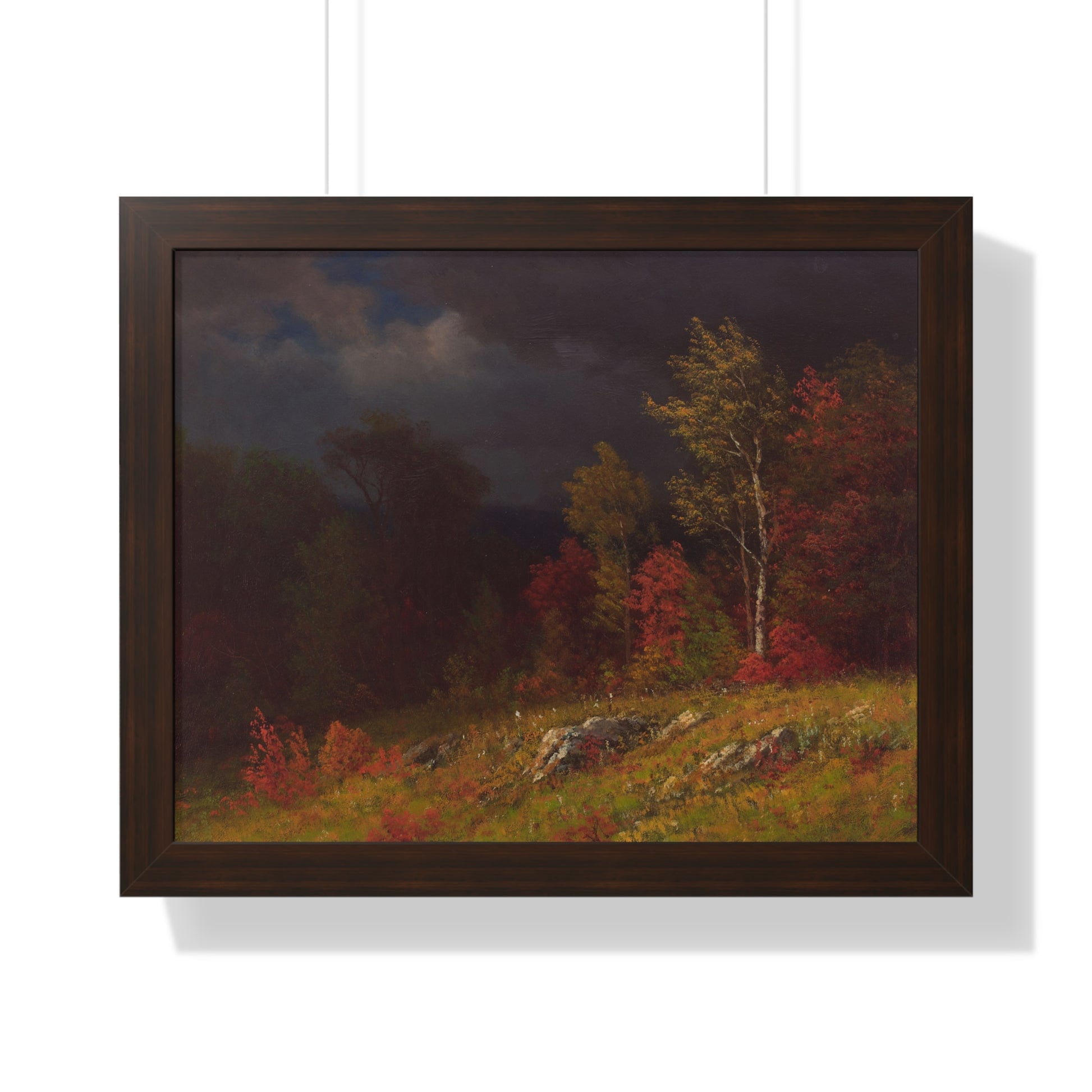 Autumn Birches (Approaching Storm) by Albert Bierstadt Framed Landscape Poster - PMA Store at the Portland Museum of Art, Maine