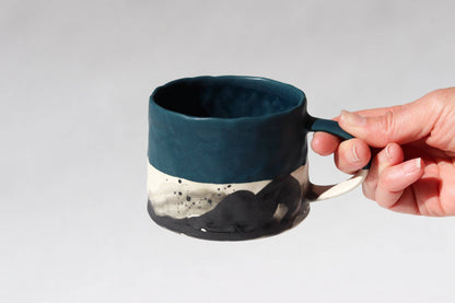 Elizabeth Benotti Ceramics - Pinched Splatter Mug: Deep ocean - PMA Store at the Portland Museum of Art, Maine