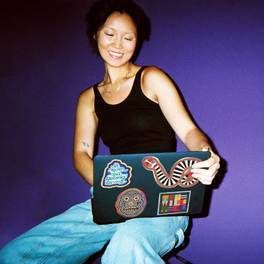 Apply Stickers - Skull by Jeffrey Gibson - Die-Cut Sticker - PMA Store at the Portland Museum of Art, Maine