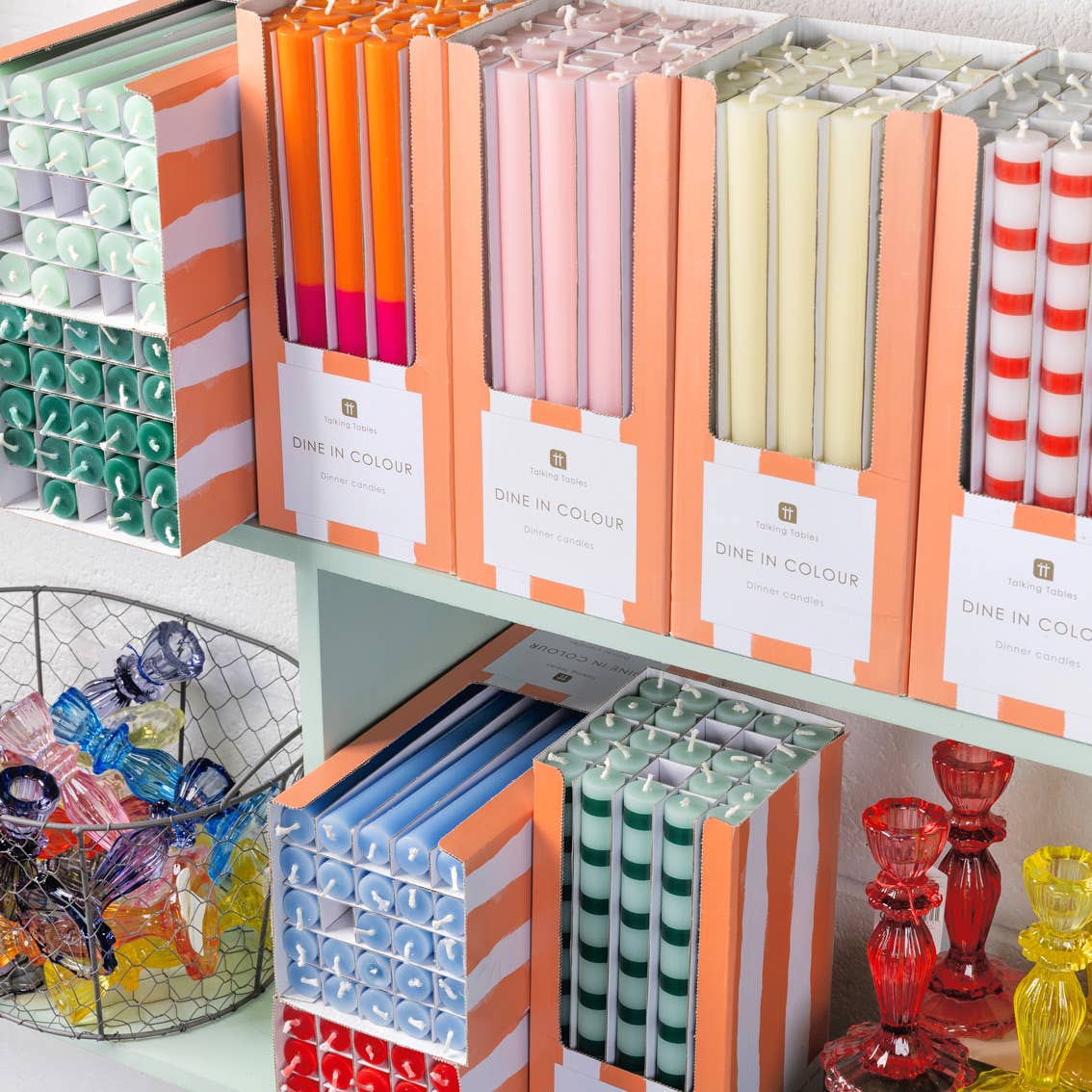 Orange & Pink Taper Candle | POS Unit | Fall | - PMA Store at the Portland Museum of Art, Maine