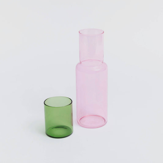 Block Design - Duo Tone Glass Carafe: Pink/Green - PMA Store at the Portland Museum of Art, Maine