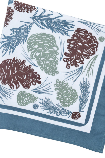 Hearth and Harrow - Pine Cone Bandana - 100% Cotton - Woodland - Soft Green - PMA Store at the Portland Museum of Art, Maine