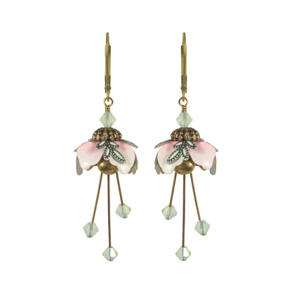 NoMonet - Flower Fairy: Painted Sakura Cherry Blossom Earrings Crystal - PMA Store at the Portland Museum of Art, Maine
