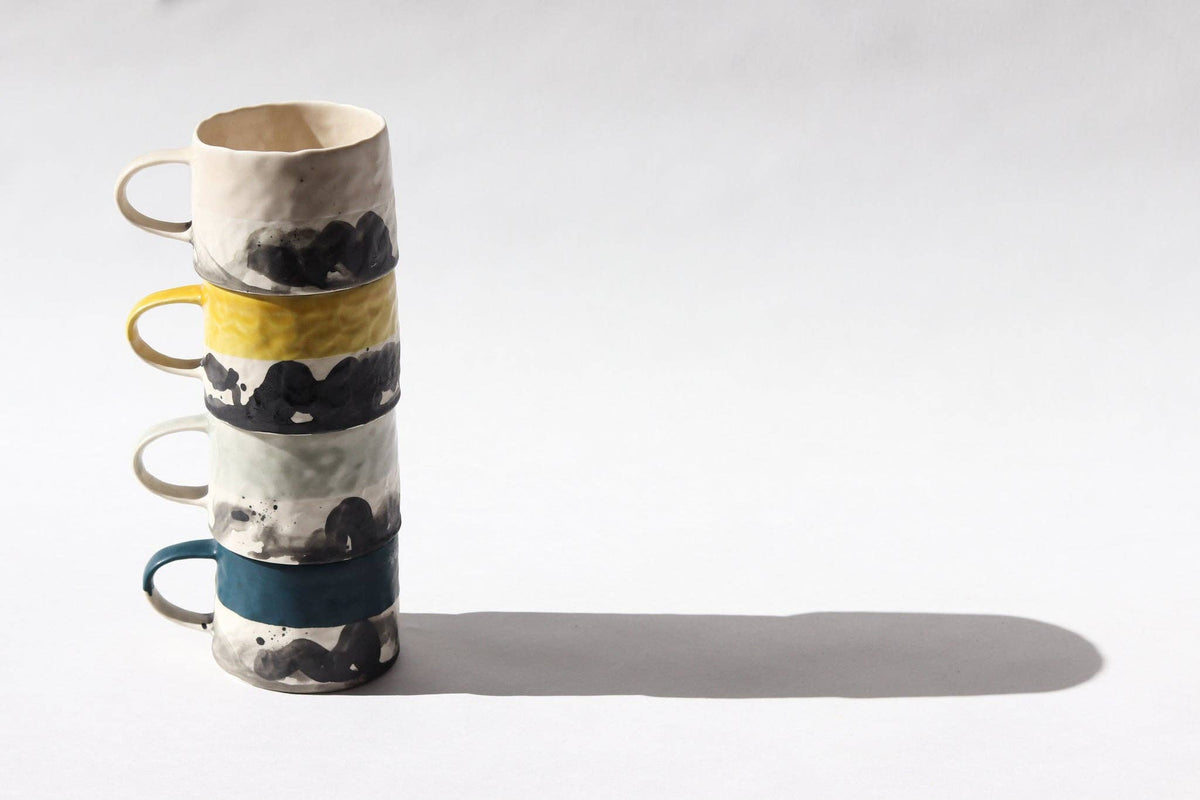 Elizabeth Benotti Ceramics - Pinched Splatter Mug: Deep ocean - PMA Store at the Portland Museum of Art, Maine