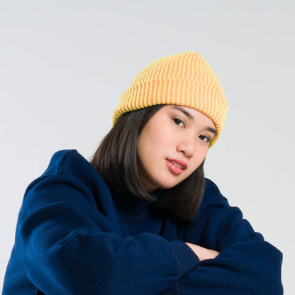 Simple Rib Knit Beanie: Peach Lime - PMA Store at the Portland Museum of Art, Maine
