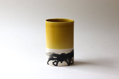 Elizabeth Benotti Ceramics - Splatter Oval Vase: Daybreak - PMA Store at the Portland Museum of Art, Maine