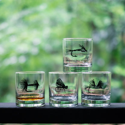 Vital Industries - Fly Fishing Rocks Glass: Assorted (not available for custom) - PMA Store at the Portland Museum of Art, Maine