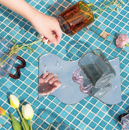 IVORE.GROUP (We cover All Import duty) - Colorful Ear Glass Mug: Pink with Green Handle - PMA Store at the Portland Museum of Art, Maine