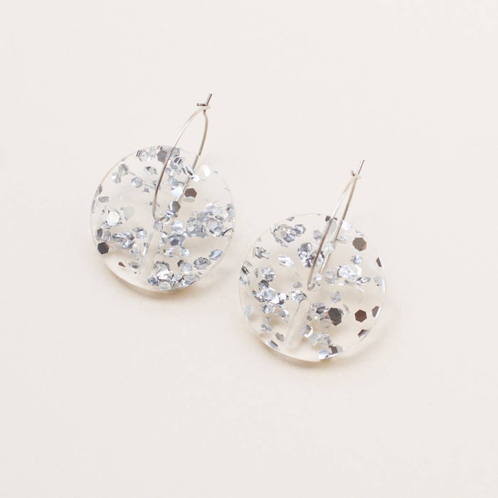 Circle Earrings - Small: Clear Iridescent