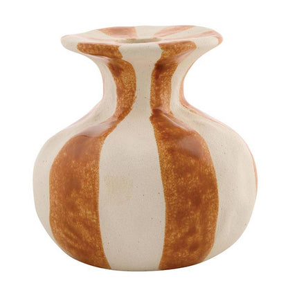 Orange Striped Ceramic Candle Holder - Small: Ceramic / 4" Dia x 4" H - PMA Store at the Portland Museum of Art, Maine