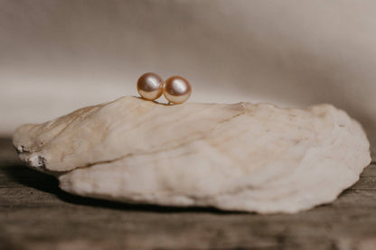 Sea Salt & Silver - Blush Pearl Stud Earrings: Large - PMA Store at the Portland Museum of Art, Maine