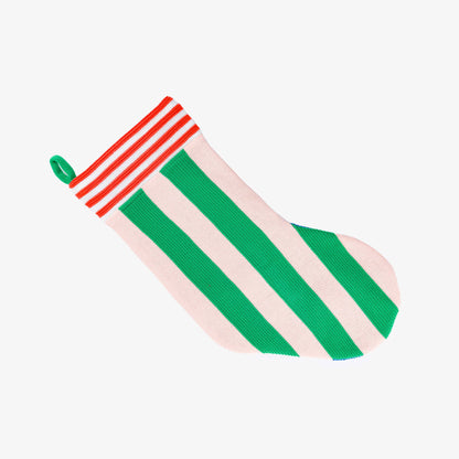 Super Stripe Holiday Stocking: Jade Golden Olive - PMA Store at the Portland Museum of Art, Maine