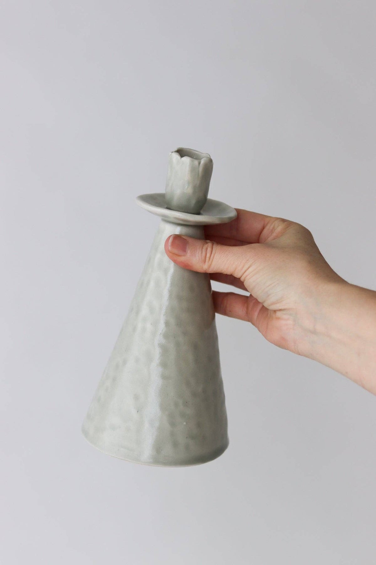 Elizabeth Benotti Ceramics - Everyday Pinched Candlestick Holder: Daybreak / Tall - PMA Store at the Portland Museum of Art, Maine