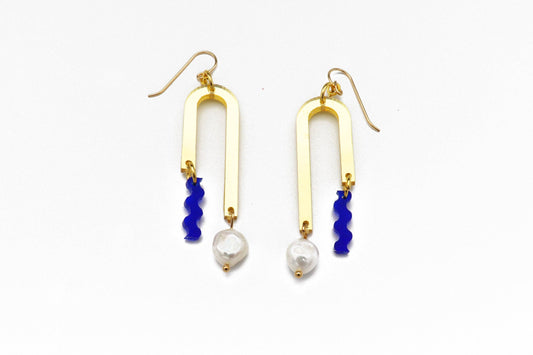dconstruct - Arch Earrings - Gold: Cobalt - PMA Store at the Portland Museum of Art, Maine