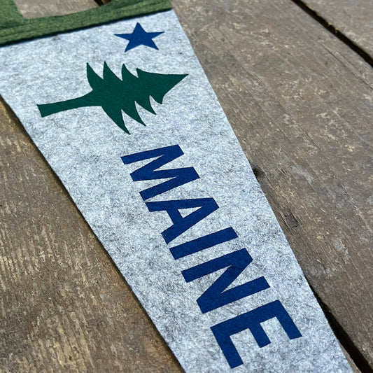 Quiet Tide Goods - Maine 1901 Flag Pennant - Grey - PMA Store at the Portland Museum of Art, Maine