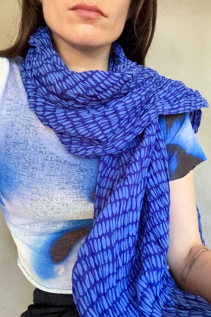 See Design - Cotton Scarf: Story Aqua/Citron
