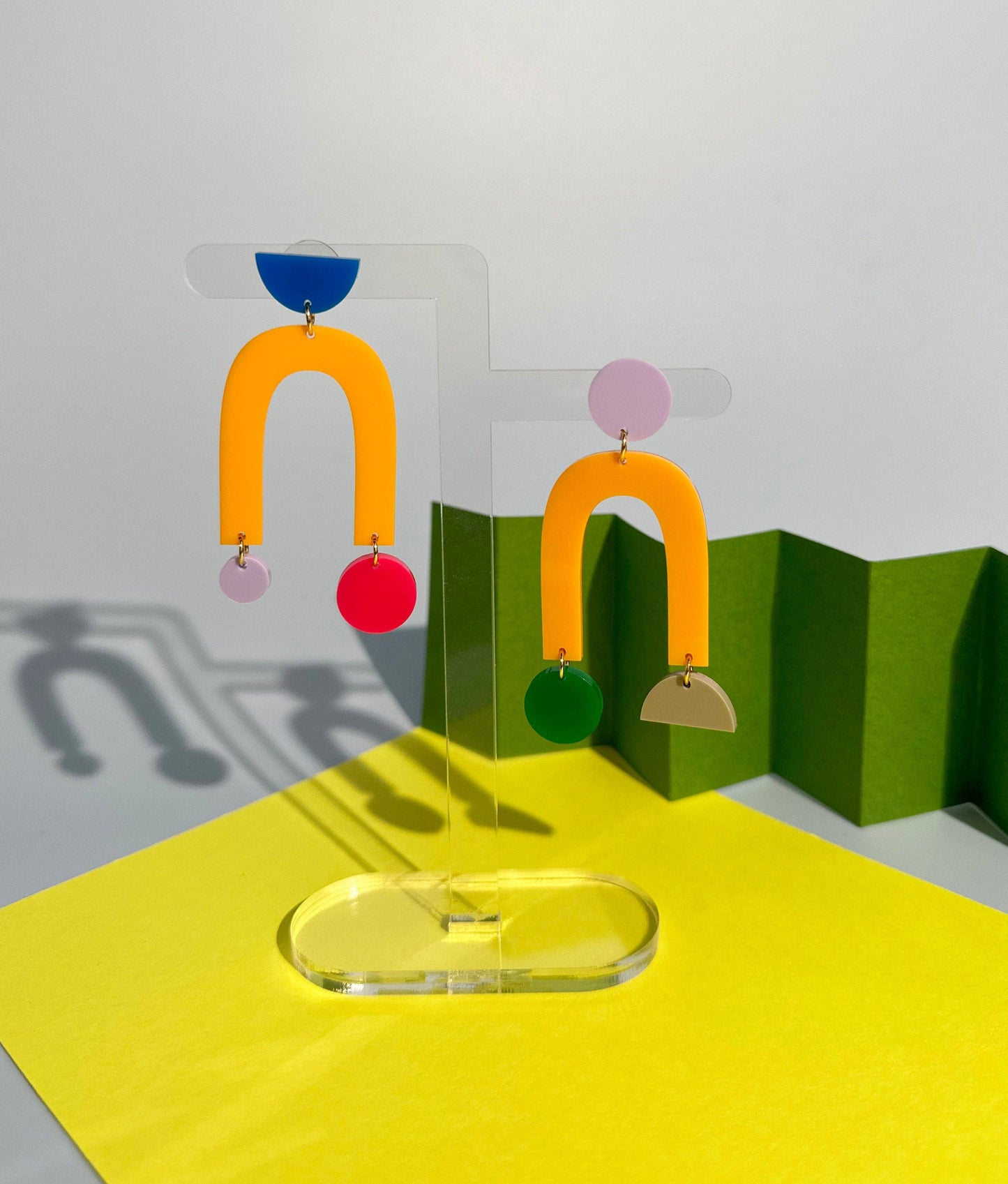 Combinist Goods - Collage Earrings: Hot Pink