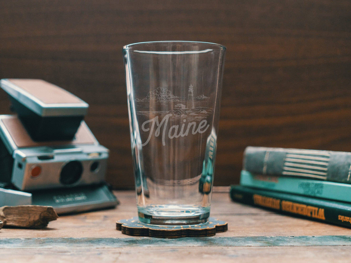 Benoit's Design Co. - Maine State Drinking Glasses: Beer Can ~16 oz - PMA Store at the Portland Museum of Art, Maine